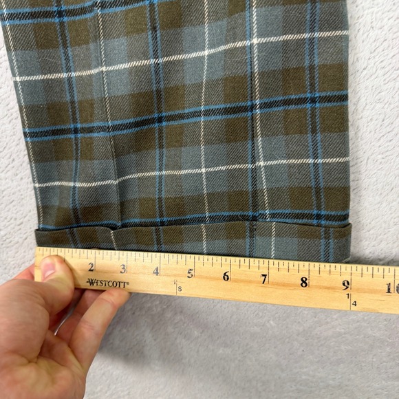 Vintage Brooks Brothers Mens 34x30 Plaid Dress Pants Brown Cuffed Wool Trousers - Picture 9 of 10